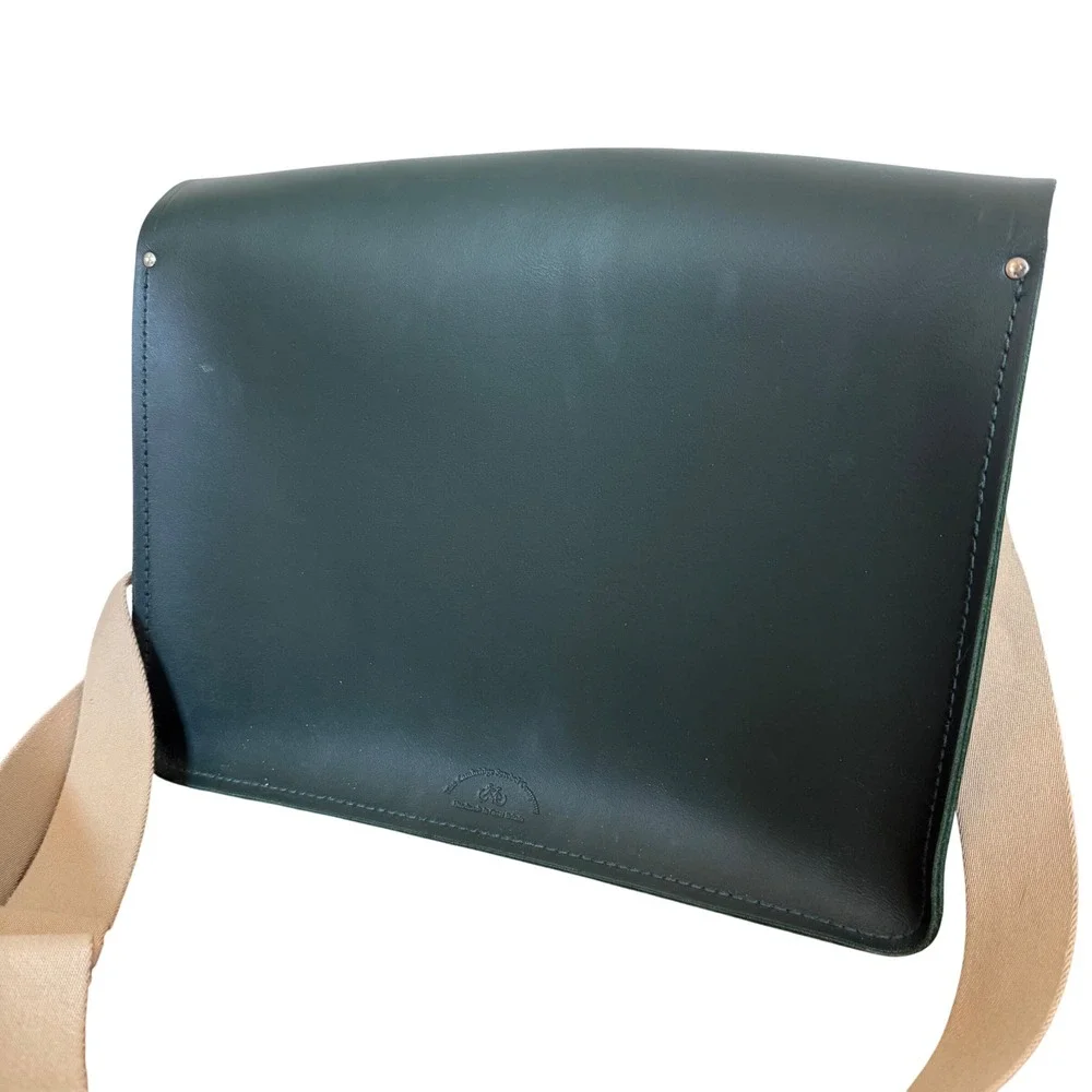 The Cambridge Satchel Company Green Leather Messenger Bag Handmade Great Britain